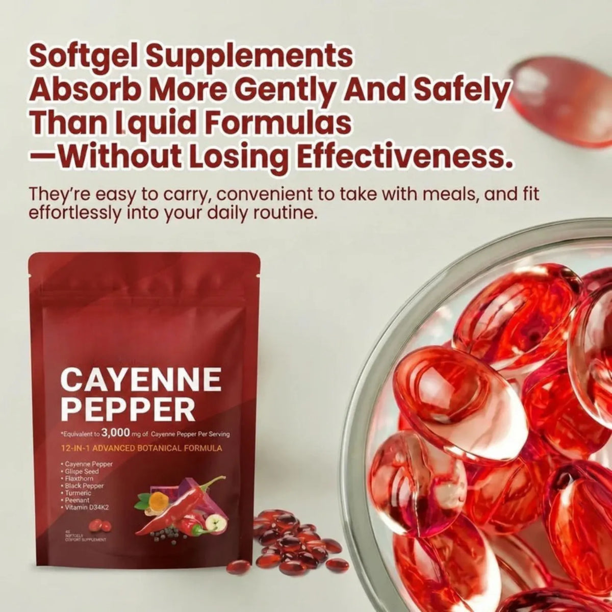 Cayenne Pepper 12-in-1 Botanical Softgels – 240 Count